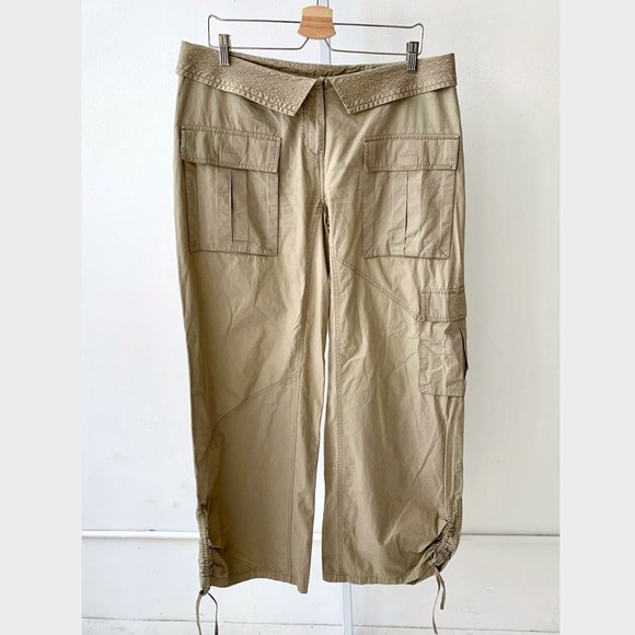 Ted Baker Pants - Ted Baker Womens Khaki Wide Leg Cotton Cargo Pants - Sz L (12) Ted 4